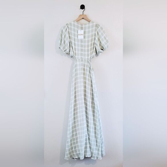 Show Me Your MuMu Eloise Green Gingham Cut Out Maxi Dress Size Extra Small NWT - Picture 7 of 11